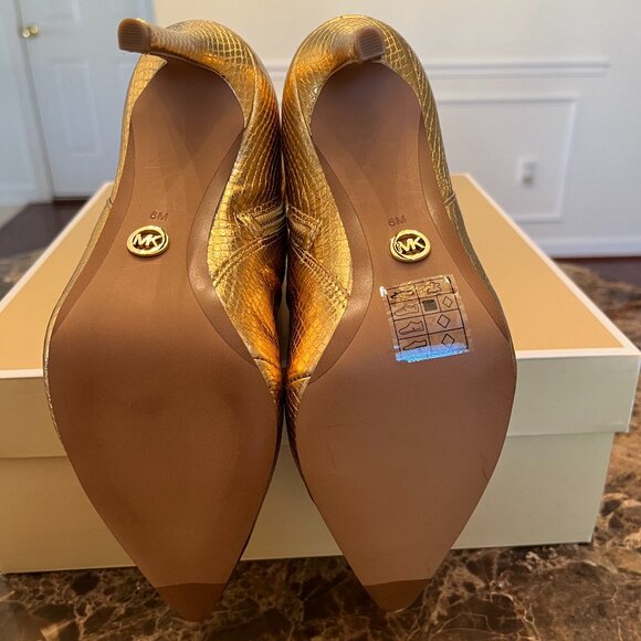 MICHAEL KORS Metallic Snake-Embossed Leather Leona Booties (Size 6) - Picture 4 of 5